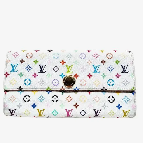 Louis Vuitton White Sarah Portefeuille Murakami Monogram Multicolor Wallet - Picture 1 of 12